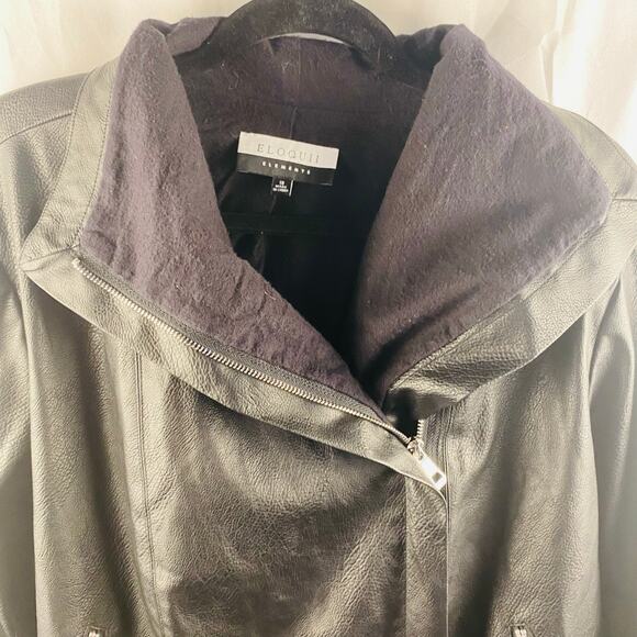 Eloquii Black Faux Vegan Leather Asymmetrical Moto Jacket Size 18 - Picture 6 of 9